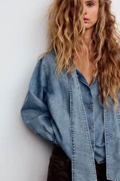 Hot CAMISA DENIM TRF LAZO Mujer Camisas / Blusas