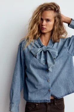 Hot CAMISA DENIM TRF LAZO Mujer Camisas / Blusas