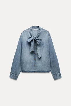 Hot CAMISA DENIM TRF LAZO Mujer Camisas / Blusas