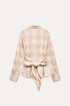 Online CAMISA DRAPEADA CUADROS ZW COLLECTION Mujer Camisas / Blusas