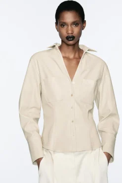 Online CAMISA EFECTO PIEL ENTALLADA Mujer Camisas / Blusas