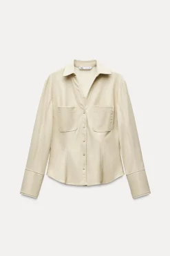 Online CAMISA EFECTO PIEL ENTALLADA Mujer Camisas / Blusas