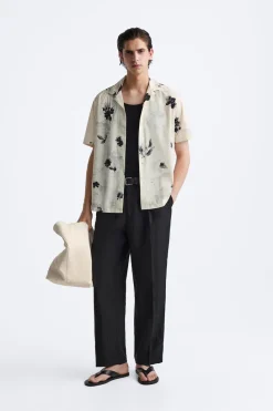 New CAMISA ELÁSTICA ESTAMPADO FLORAL Hombre Camisas