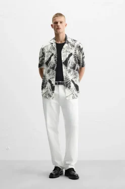 Clearance CAMISA ELÁSTICA ESTAMPADO HOJAS Hombre Camisas