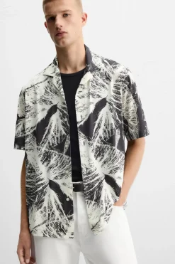 Clearance CAMISA ELÁSTICA ESTAMPADO HOJAS Hombre Camisas