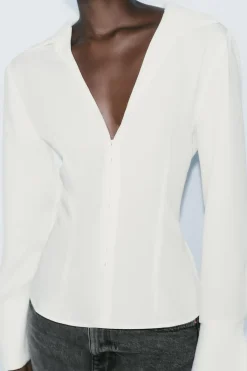 Online CAMISA ENTALLADA CORCHETES OCULTOS Mujer Camisas / Blusas