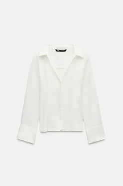 Online CAMISA ENTALLADA CORCHETES OCULTOS Mujer Camisas / Blusas