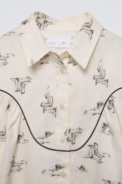 Niños ZARA 6 - 14 Años·Blusas / Camisas|6 - 14 Años·Total Look<CAMISA ESTAMPADA BOTAS