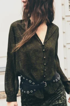 Clearance CAMISA ESTAMPADA VIVO TERCIOPELO Mujer Camisas / Blusas