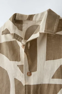 Niños ZARA 1½ - 6 Años·Camisas / Sobrecamisas<CAMISA ESTAMPADO CON LINO