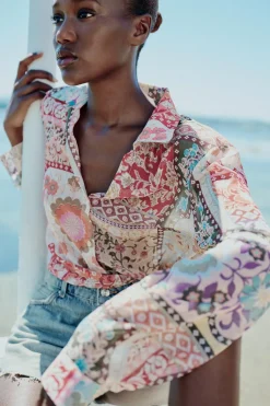 Clearance CAMISA ESTAMPADO PATCHWORK Mujer Camisas / Blusas