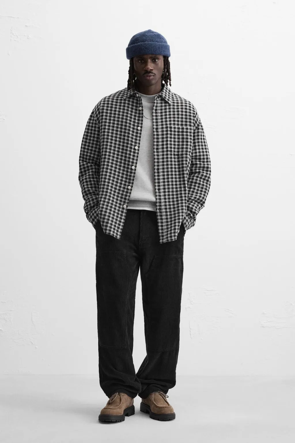 New CAMISA ESTRUCTURA CUADROS Hombre Camisas