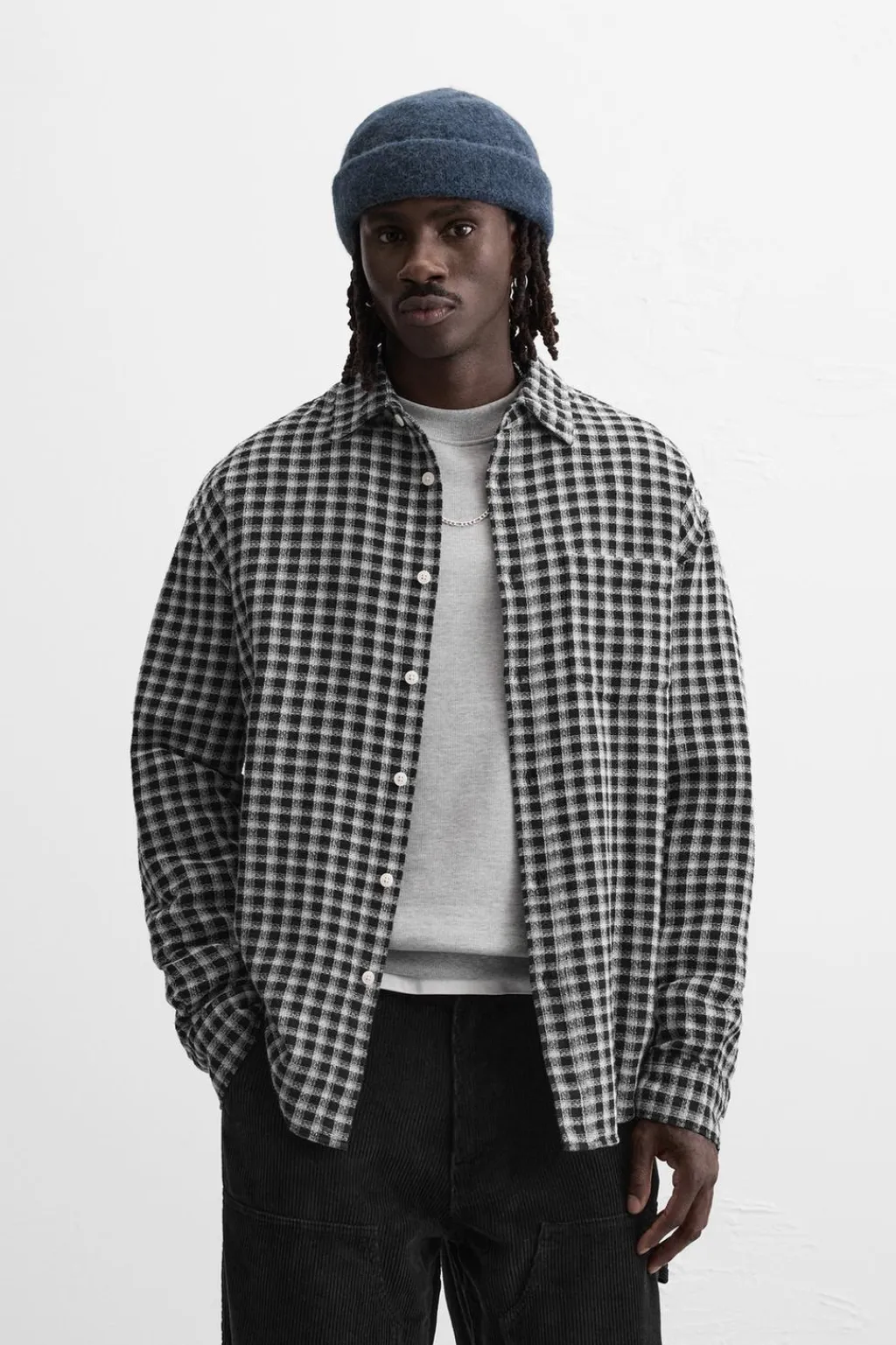 New CAMISA ESTRUCTURA CUADROS Hombre Camisas