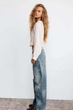 Online CAMISA ESTRUCTURA CUELLO BOBO Mujer Camisas / Blusas