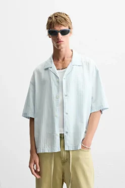 New CAMISA ESTRUCTURA LAVADA Hombre Camisas