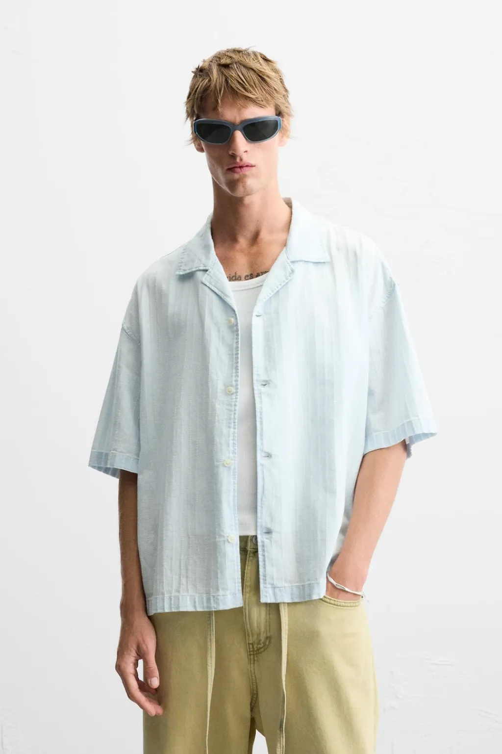 New CAMISA ESTRUCTURA LAVADA Hombre Camisas