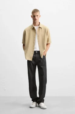 New CAMISA ESTRUCTURA MEZCLA VISCOSA Hombre Camisas