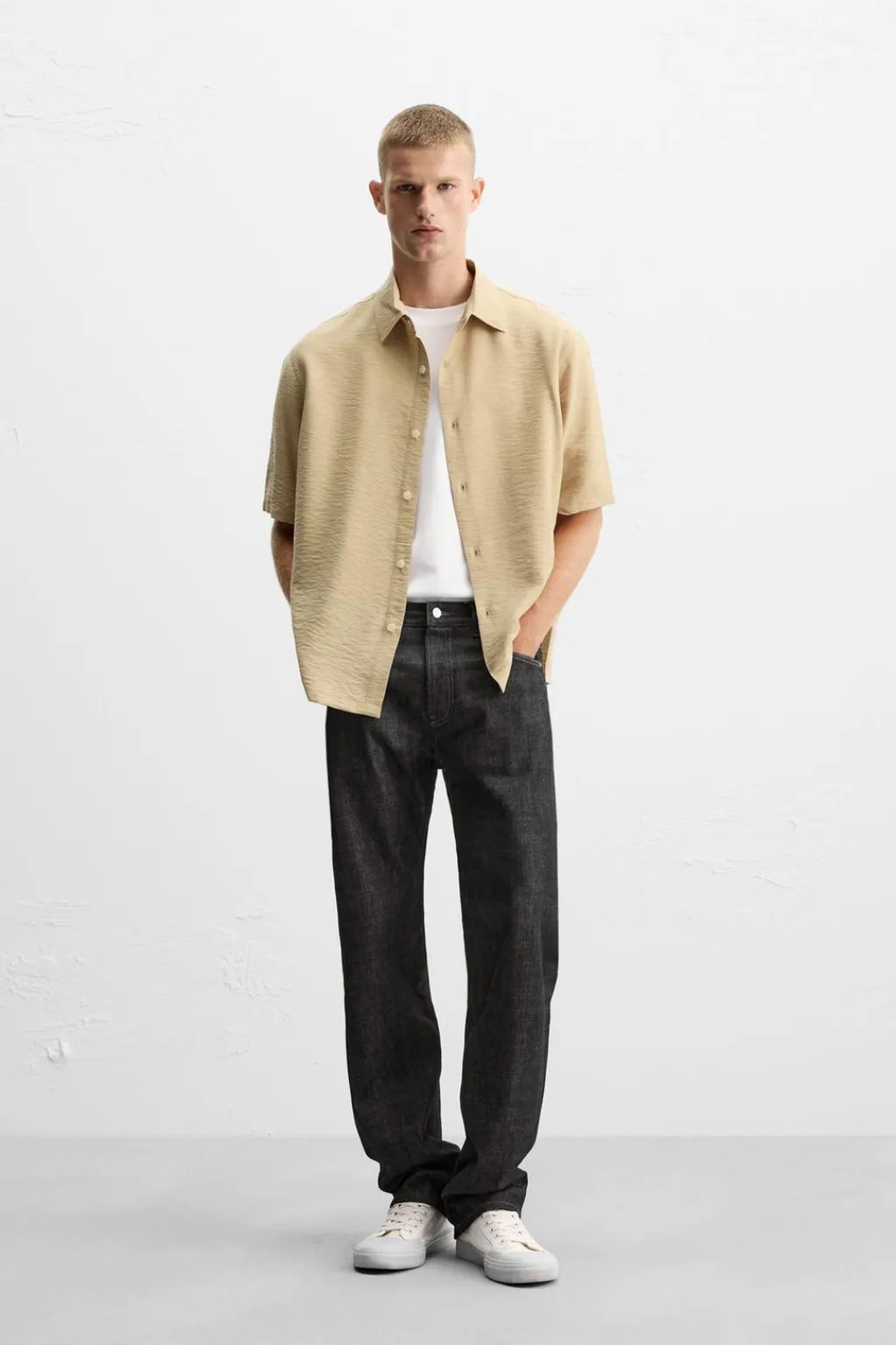 New CAMISA ESTRUCTURA MEZCLA VISCOSA Hombre Camisas