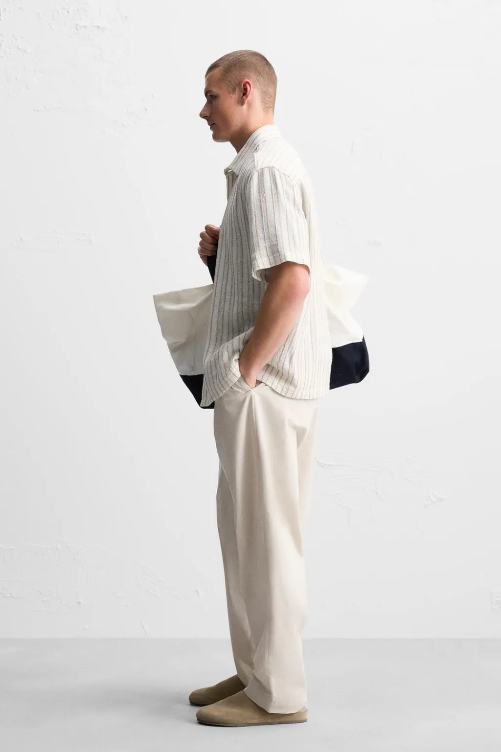 New CAMISA ESTRUCTURA RAYAS Hombre Camisas