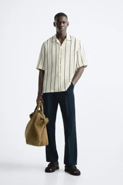 New CAMISA ESTRUCTURA RAYAS Hombre Camisas