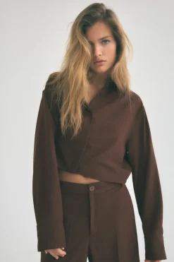 Outlet CAMISA FLUIDA CROP Mujer Camisas / Blusas