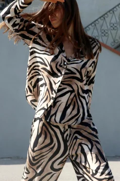 Fashion CAMISA FLUIDA ESTAMPADO ANIMAL Mujer Camisas / Blusas