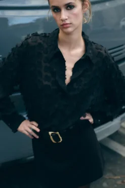 New CAMISA FLUIDA ESTRUCTURA FLORES Mujer Camisas / Blusas