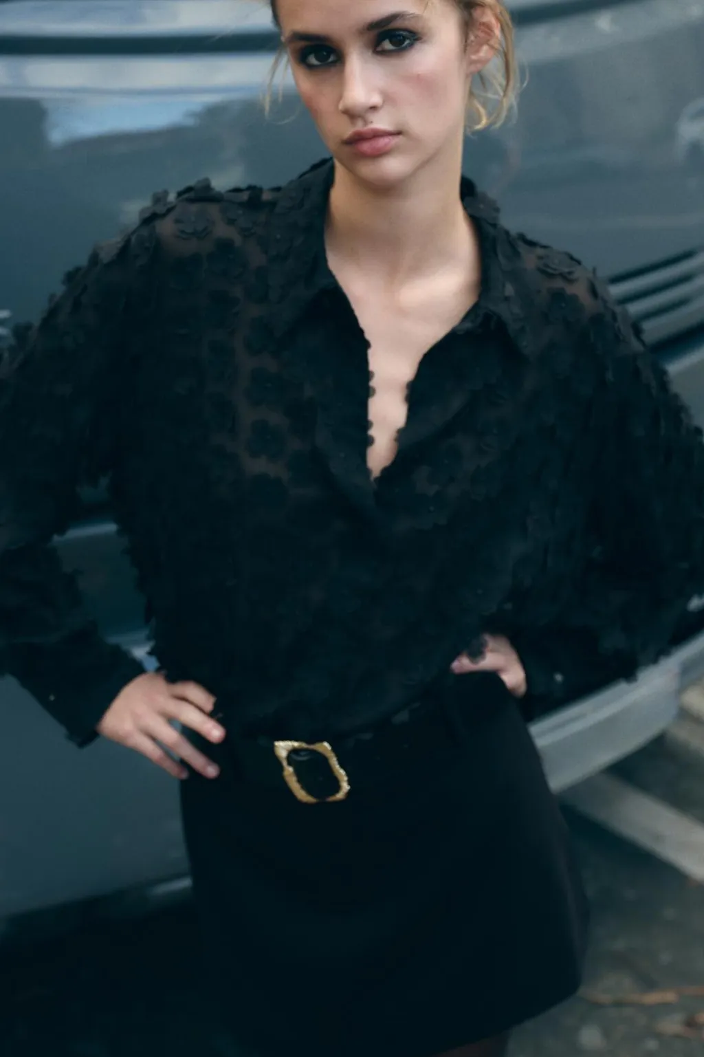 New CAMISA FLUIDA ESTRUCTURA FLORES Mujer Camisas / Blusas