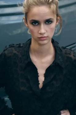 New CAMISA FLUIDA ESTRUCTURA FLORES Mujer Camisas / Blusas