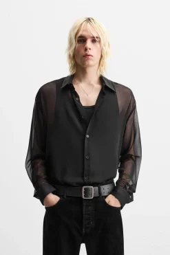 Hot CAMISA FLUIDA SEMITRANSPARENTE Hombre Camisas