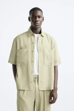 Discount CAMISA LAVADA LYOCELL - LINO Hombre Camisas