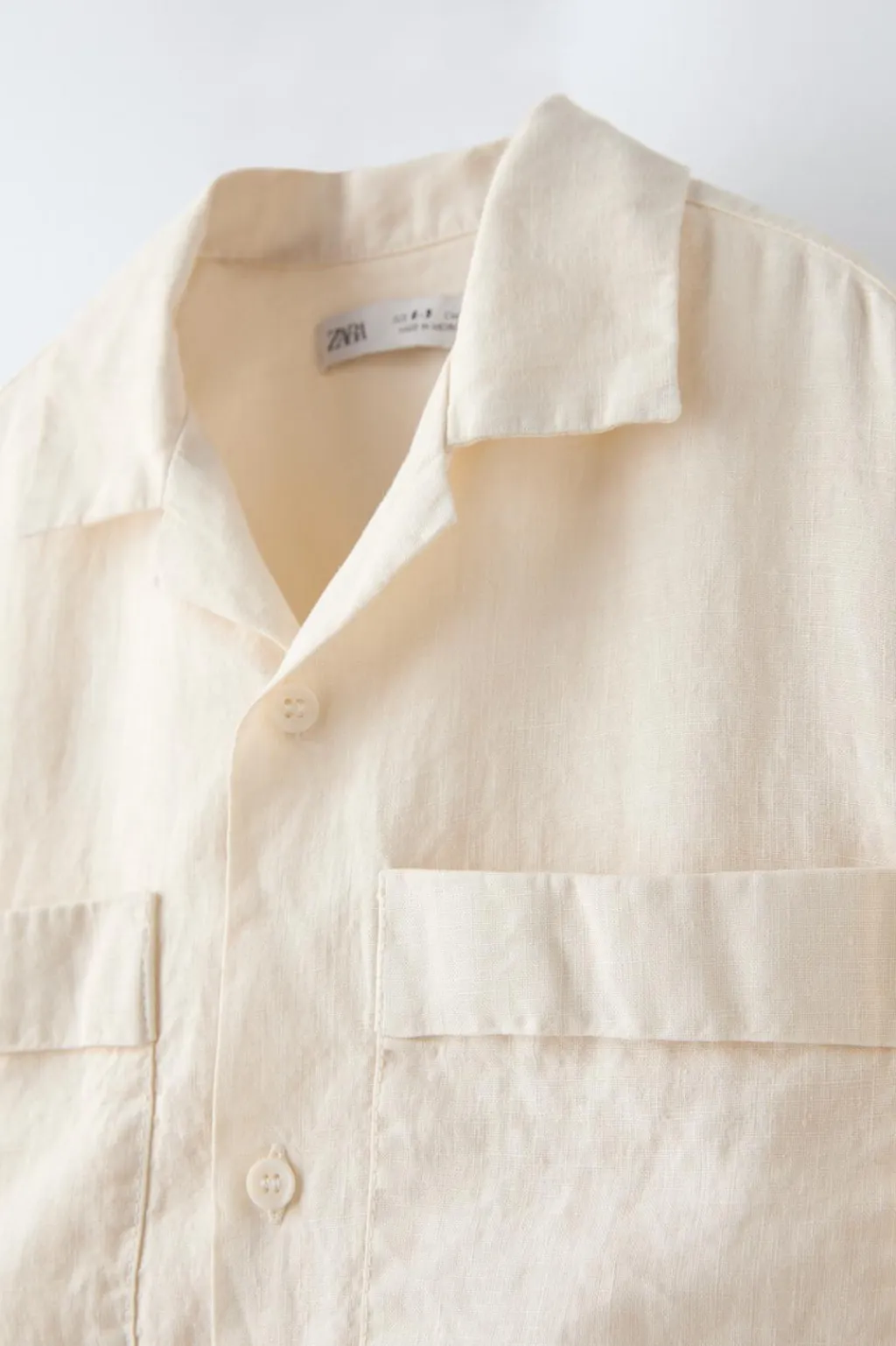Niños ZARA 6 - 14 Años·Camisas / Sobrecamisas<CAMISA LINO BOLSILLOS