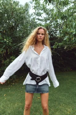 Hot CAMISA OVERSIZE CON LINO Mujer Camisas / Blusas