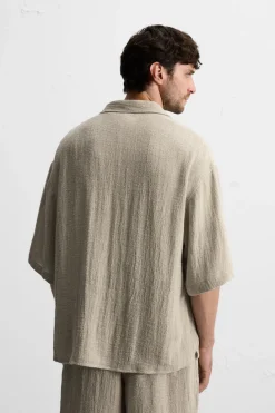 Sale CAMISA OVERSIZE FIT 100% LINO Hombre Camisas