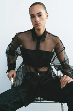 Sale CAMISA OVERSIZE ORGANZA Mujer Camisas / Blusas