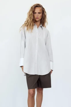 Best CAMISA OVERSIZE POPELÍN RAYAS PUÑO EXTRAÍBLE Mujer Camisas / Blusas
