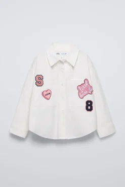 Niños ZARA 6 - 14 Años·Blusas / Camisas<CAMISA OXFORD PARCHES