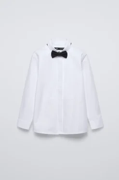 Niños ZARA 6 - 14 Años·Camisas / Sobrecamisas|6 - 14 Años·Trajes<CAMISA PAJARITA SATINADA EXTRAÍBLE