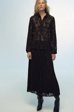 Clearance CAMISA PLISADA SEMITRANSPARENTE DEVORÉ Mujer Camisas / Blusas