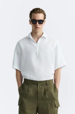 New CAMISA POLO 100% LINO Hombre Camisas