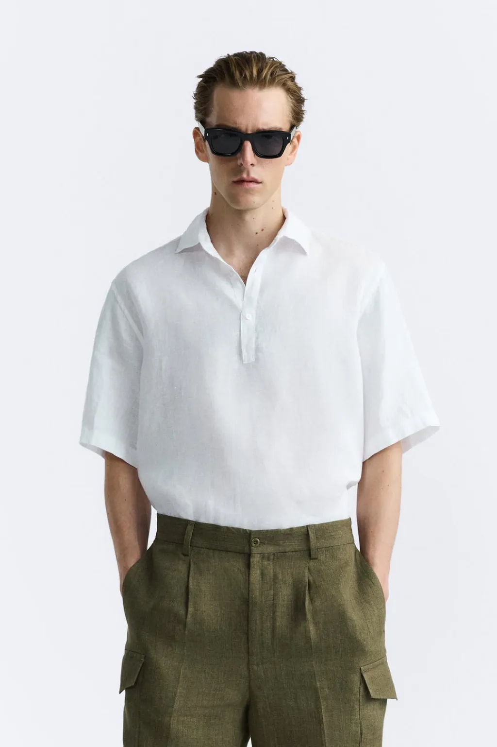 New CAMISA POLO 100% LINO Hombre Camisas