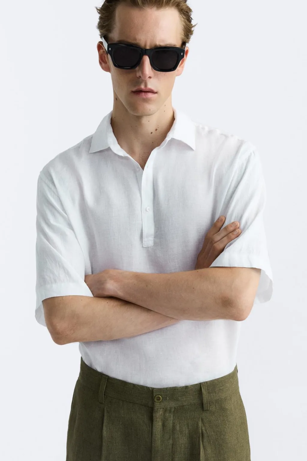 New CAMISA POLO 100% LINO Hombre Camisas