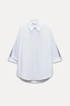 Sale CAMISA POPELÍN BANDA LATERAL Mujer Camisas / Blusas