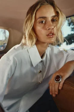 Discount CAMISA POPELÍN BOTONES DORADOS Mujer Camisas / Blusas