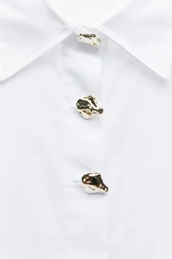 Discount CAMISA POPELÍN BOTONES DORADOS Mujer Camisas / Blusas