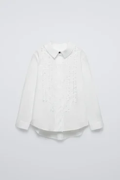 Niños ZARA 6 - 14 Años·Blusas / Camisas<CAMISA POPELÍN CHORRERAS