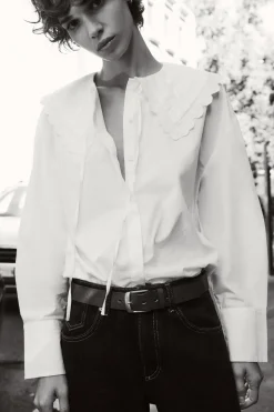 New CAMISA POPELÍN CUELLO BOBO Mujer Camisas / Blusas