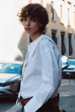 New CAMISA POPELÍN CUELLO BOBO Mujer Camisas / Blusas