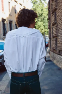 New CAMISA POPELÍN CUELLO BOBO Mujer Camisas / Blusas