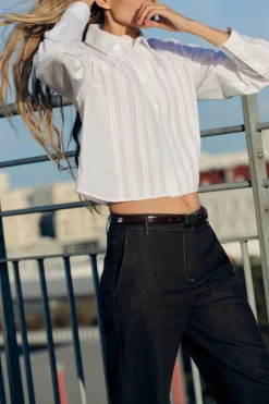 New CAMISA POPELÍN JARETAS Mujer Camisas / Blusas